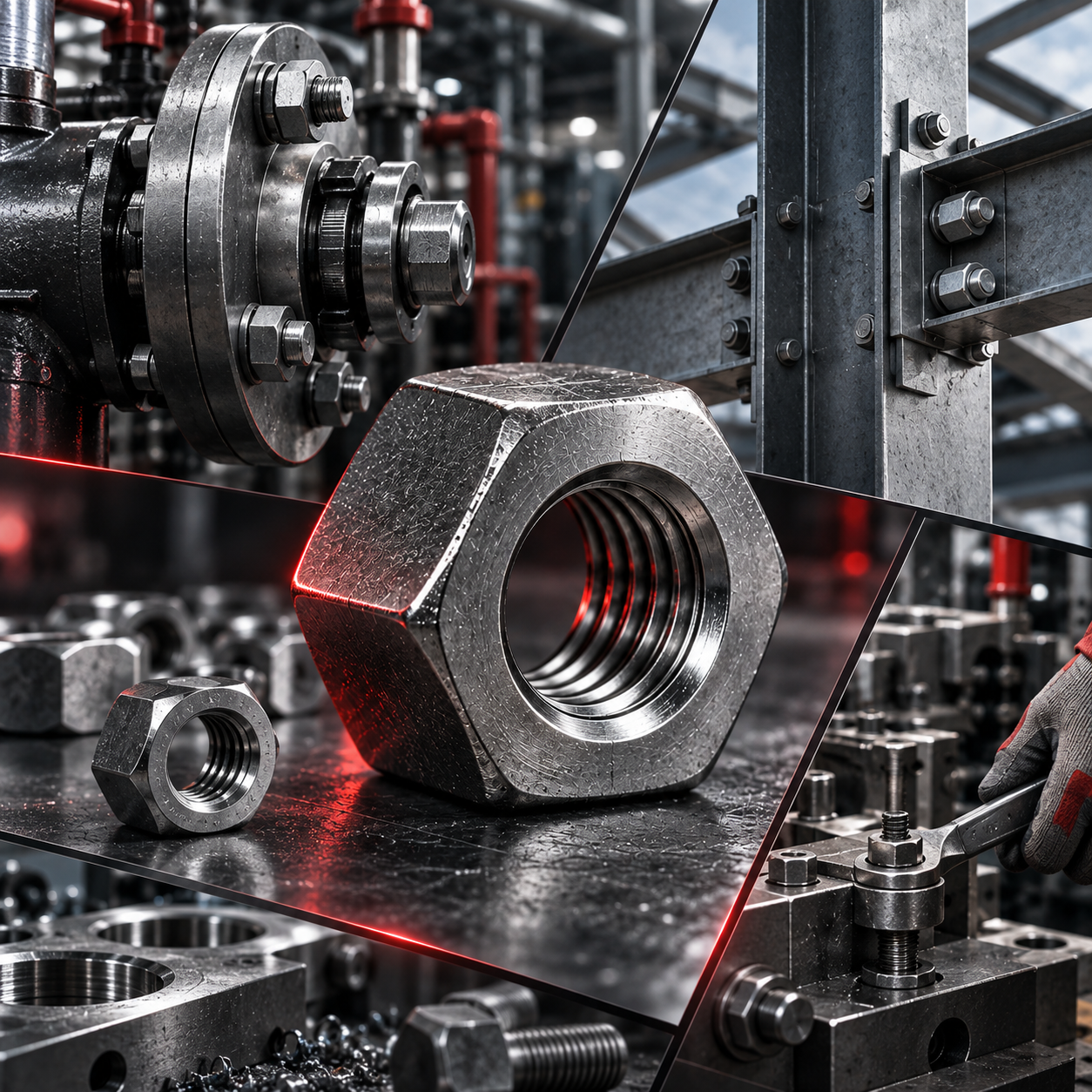 Tuerca hexagonal ISO 4032 en aplicaciones industriales