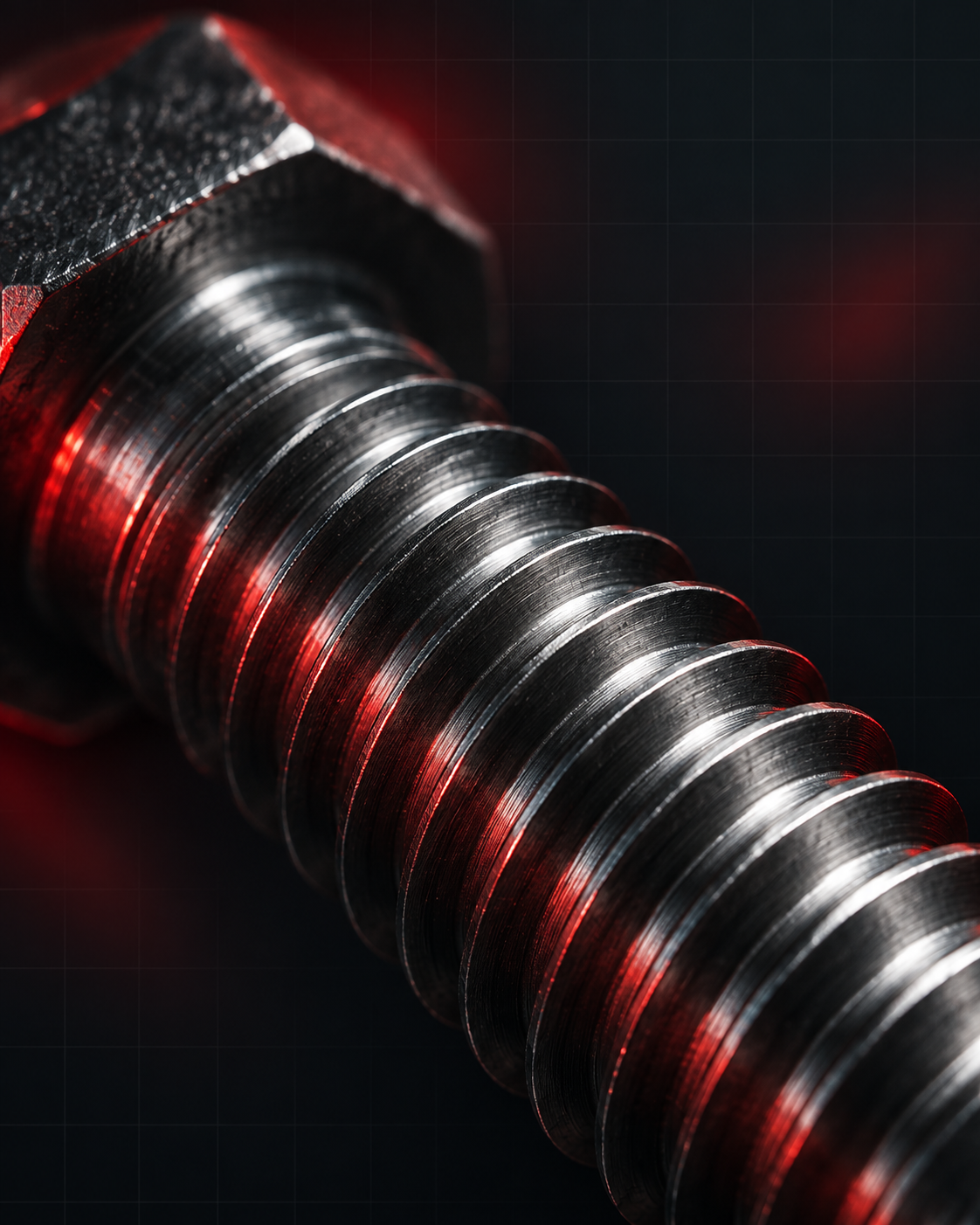 Primer plano de rosca de tornillo ISO 4017