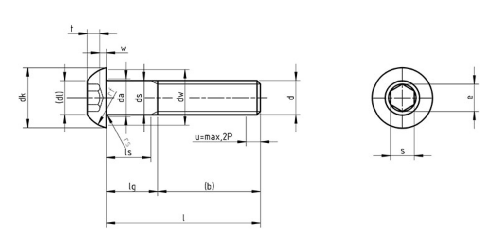 dimensiones del tornillo ISO 7380 según norma