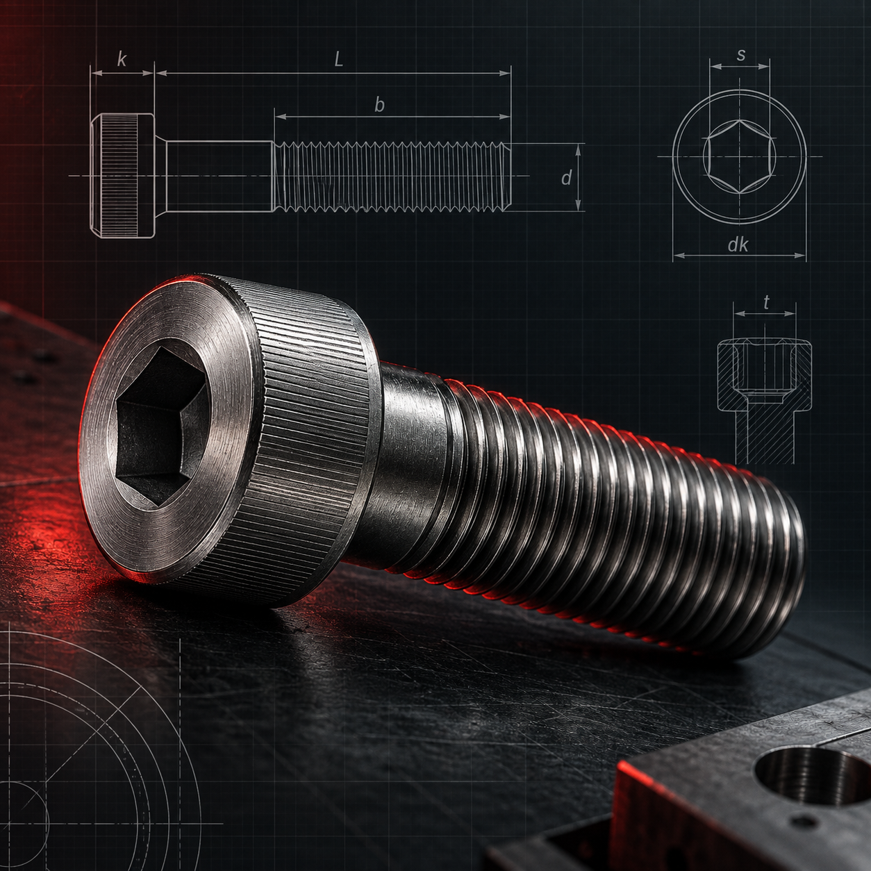 Tornillo Allen ISO 4762 DIN 912 en aplicación industrial