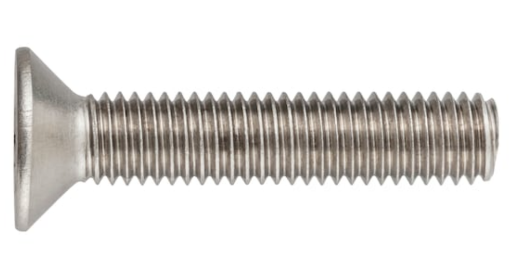 Detalle de cabeza avellanada 90° del tornillo Allen ISO 10642