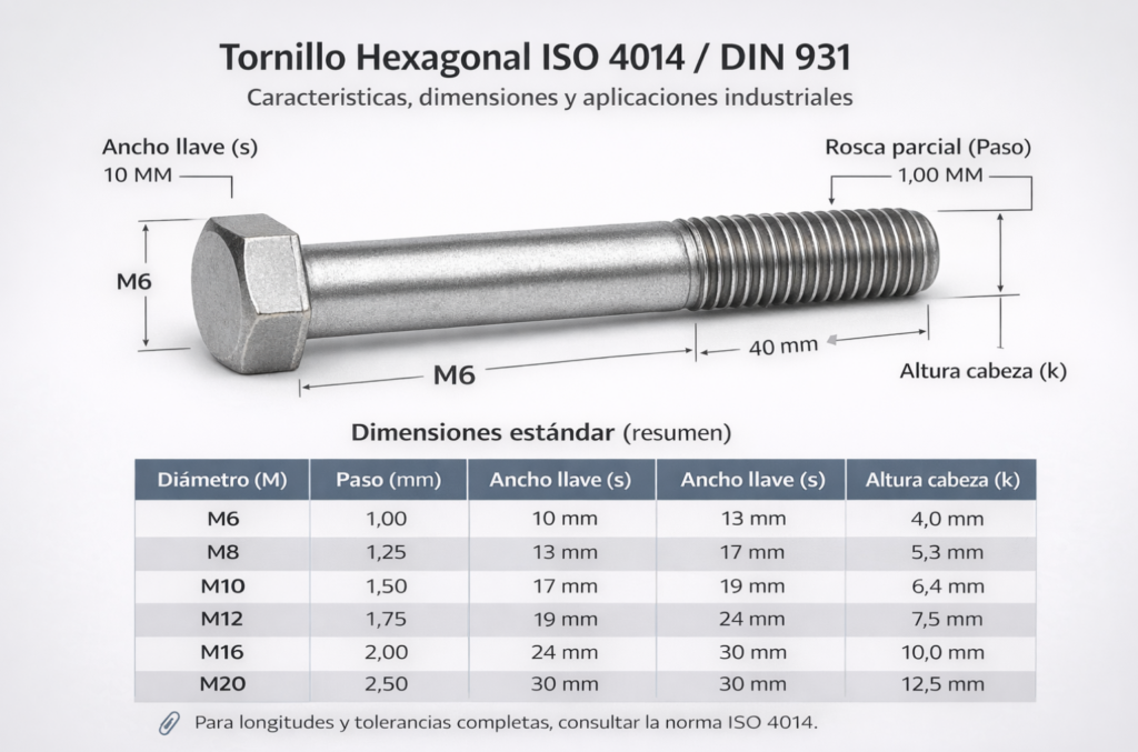 Diferencias entre tornillo ISO 4014 y ISO 4017