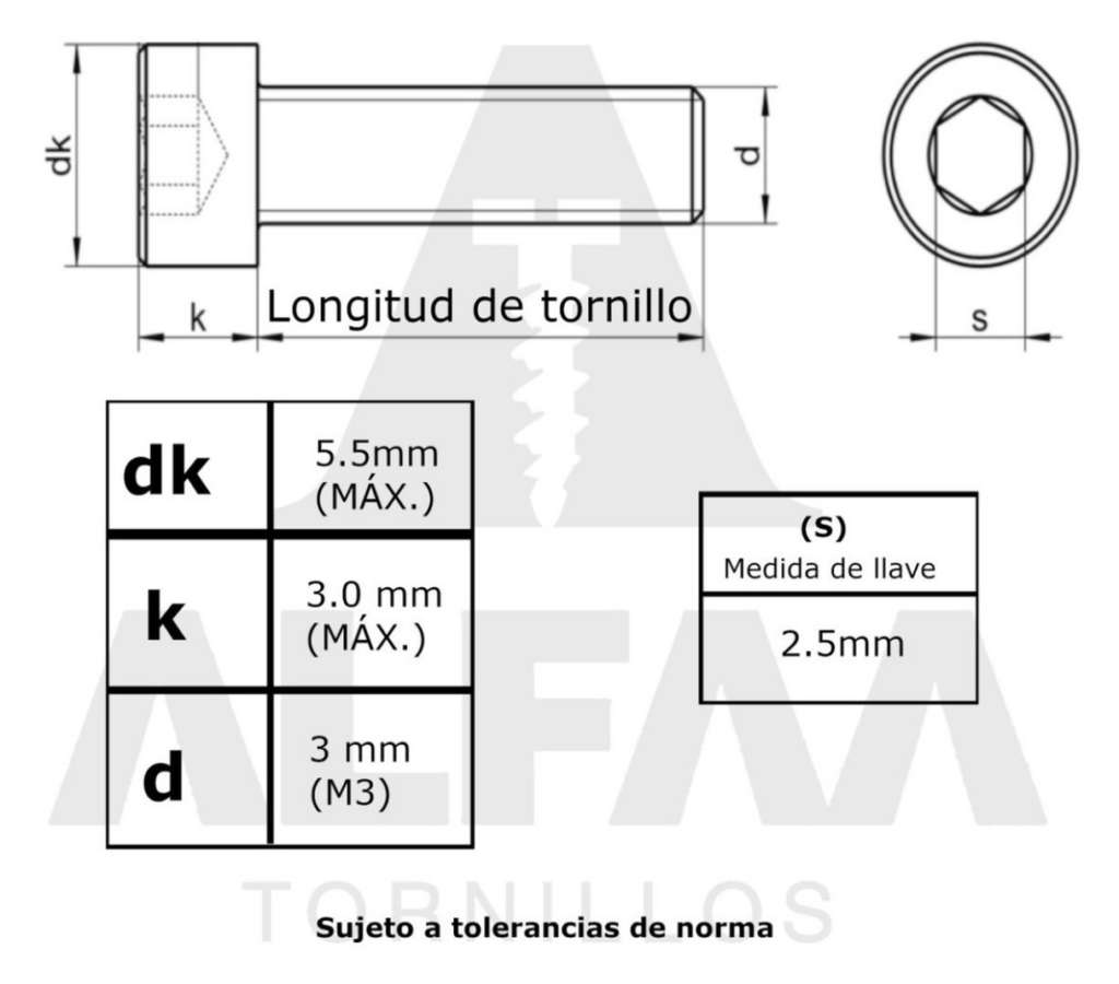 Dimensiones normalizadas tornillo ISO 4762