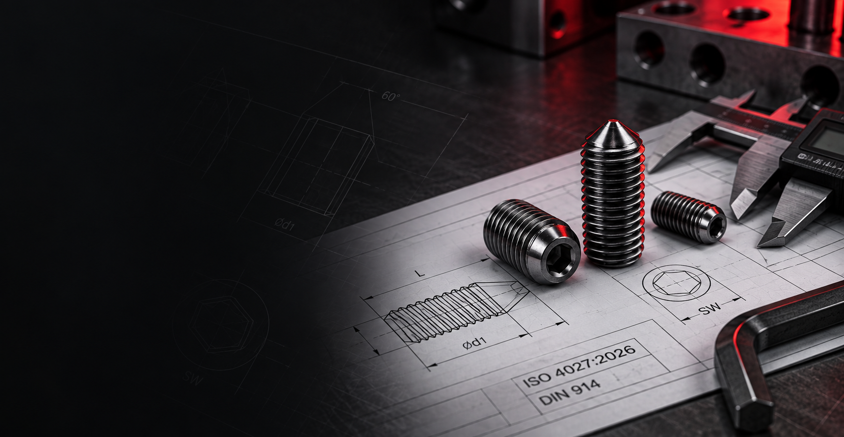 Tornillo prisionero ISO 4027 DIN 914 con punta cónica