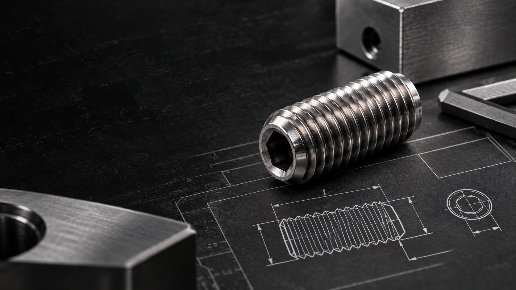 Tornillo prisionero Allen ISO 4026 DIN 913 sobre plano técnico