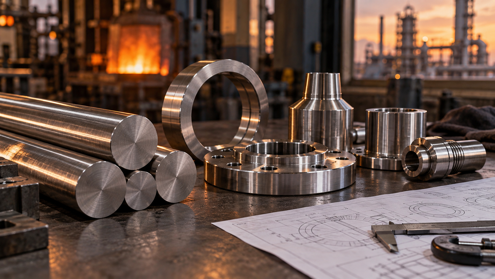 Piezas mecanizadas en INCONEL 625 UNS N06625 sobre plano técnico industrial