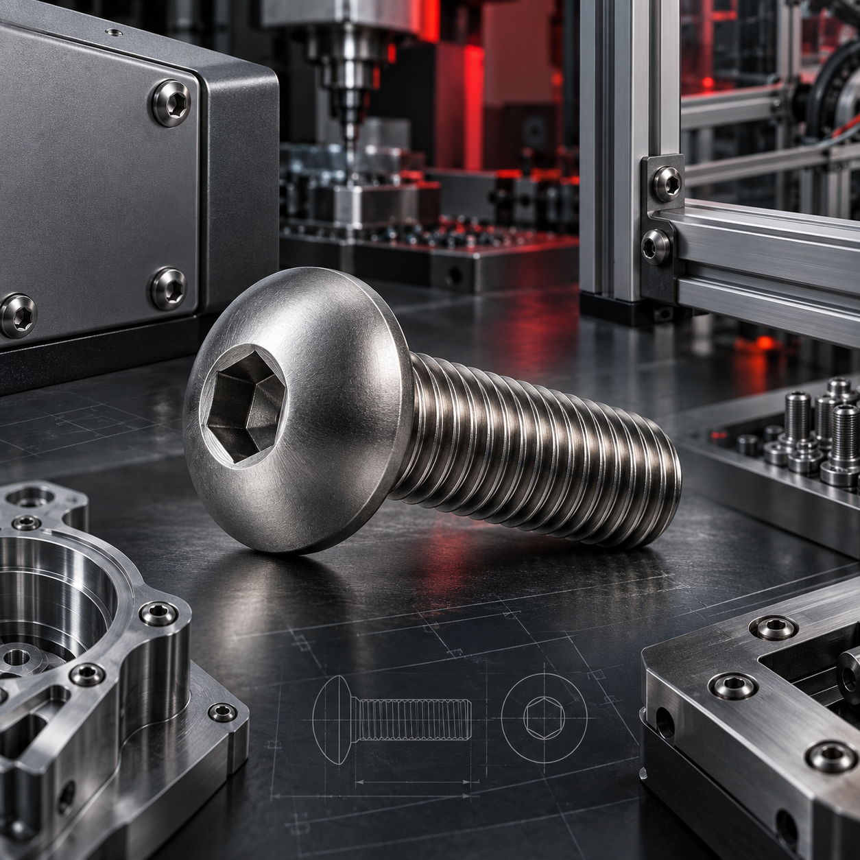 Tornillo ISO 7380 cabeza botón con medidas técnicas